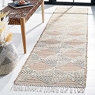 Safavieh Kilim Collection KLM452A Hand-Woven Moroccan Boho Jute Fringe Runner, 2' 3" x 9', Natural