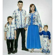 Aziza Gentong Blue Batik Shirt Factory Robe Couple Shirts For Men Women Kids Family Uniforms Invitations