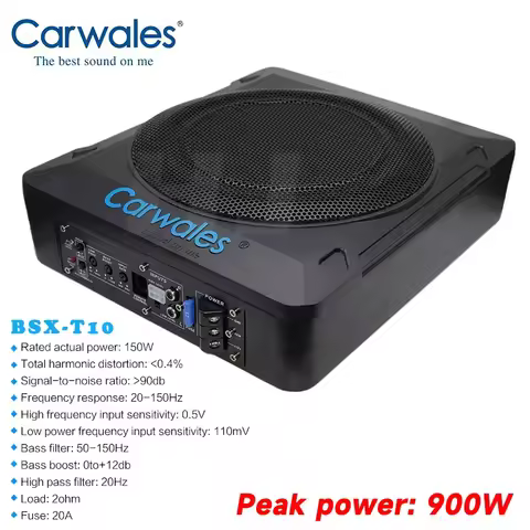 10 Inch Pure Bass Speaker Car Ultra Thin Sub Woofer Aluminum Car Under Seat Active Universal Sub Woo