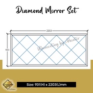 Set 3x7.22ft Diamond Mirror Bevel Mirror Wainscoting Deco Wall Mirror Cermin Bevel Dinding Wall Mirror Cermin Diamond