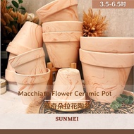 [Senmeizhi Factory] 50% off Pottery Pot Macchiatola Flower White Pottery Pot Rendering Pottery Pot F
