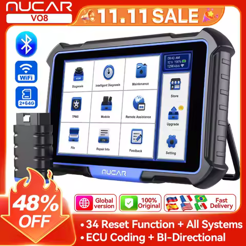 MUCAR VO8 Car Scan Tool OBD2 Scanner Bluetooth 34 Resets ECU Coding All Systems Car Diagnostic Scann