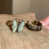 Vioretta Women's Ring Open Close Vintage Butterfly & Flower Alloy Bronze Retro Fairycore Style Cinci