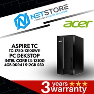 ACER ASPIRE TC TC-1780-13100W11 PC DEKSTOP - INTEL CORE I3-13100 | 4GB DDR4 | 512GB SSD - DT.BK6SM.0