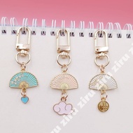 Chinese Fan Keychain Creative Fashion Earbud Case Pendant Pink Fans Keyring China Style Enamel DIY A
