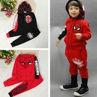 เด็กชาย S Piderman เสื้อผ้า Tracksuit เสื้อฮู้ดกันหนาว + ชุดลายกระดูกไดโนเสาร์สำหรับเด็กชุด
