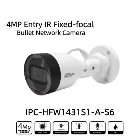 Dahua Original DH-IPC-HFW1431S1-A-S6 4MP Entry IR Fixed-focal Bullet Network Camera PoE Supports Hum