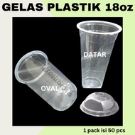 18oz 18 oz Flat U Cup Oval Plastic Cups, 50 pcs