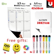 1 Pack A3 Size Magnetic Monthly Weekly Planner Calendar With 1 Pack A4 Size Dry Erase Whiteboard ,Fa