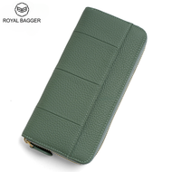 Royal Bagger ใหม่ RFID ซิปกระเป๋าสตางค์ยาวสำหรับผู้หญิงหนังวัวแท้ขนาดใหญ่ Capasity สุภาพสตรีกระเป๋าค
