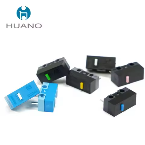 1Pcs New Authentic HUANO mouse micro switch button white yellow blue pink green dot blue shell white