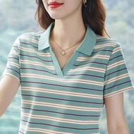 Womens Summer Short Sleeve 2023 New Polo Collar Sports Casual T-shirt