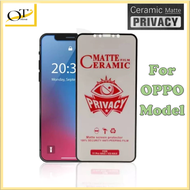 Ceramic Matte Privacy Oppo F7 F9 F11 Pro R15 R17 Pro Reno 2 2F 3 4 5 5F 6 6Z Pro Gaming Anti Spy Tempered Glass