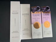 AHC Niacin Biome Toner & UV Tone Up Milk + Clear Hair Fall Resist Serum