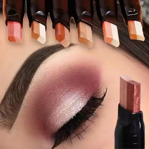 Glitter Double Color Gradient Eyeshadow Stick Pencil Two Tone Shimmer Metallic Lazy Eye Shadow Pen W