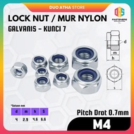 M4 Nylon Nut / Lock Nut M4 / White Galvanized M4 Nylon Nut Key 7