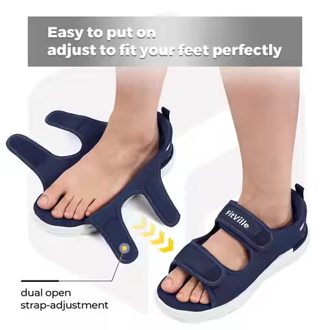 Fitville Men‘s Sandals Wide Diabetic Shoes for Men Beathable Beach Sandal with Arch Support Feet Pai