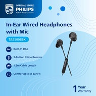 Philips Headphones with mic Bass USB-C Connector 3 Buttons in-line remote (TAE5008BK)