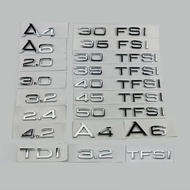 AUDI 3D ABS Chrome Silver Car Trunk Sticker 2.0 2.5 3.0 4.0 5.0TDI 30 35 40 45 50 55 TDI TFSI For Au