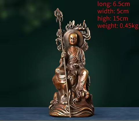 Vintage Copper Buddha People Jizo King Ornament , Bodhisattva Sitting Statue