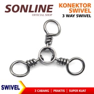 MATA SONLINE KiliKili Barrel Swivel 3 Eyes 3 Way Swivel Solid Fishing Line Ring Brass 3 Way Barrel S