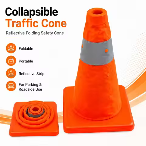 Collapsible Reflective Traffic Cone Emergency Road Safety Cone Portable Car Breakdown Warning Cone f