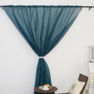 Teal Color Pull Pleated &amp; Rod Pocket Type Curtains Solid Color Simple Modern Curtain Sheer Cotton Linen 1pcs (Height 250cm x Width120cm)