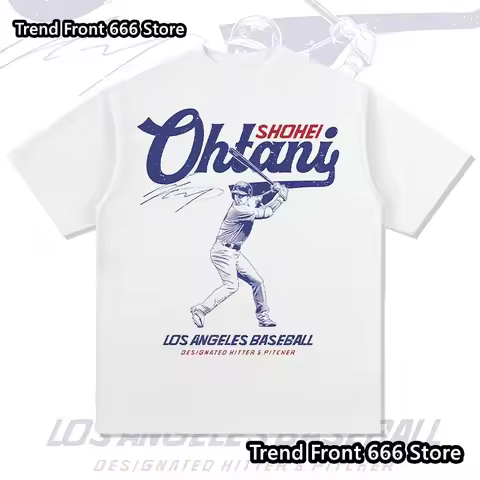 Shohei Ohtani Cotton T Shirt Baseball Star High Street T-shirt Breathable Adult Crewneck Casual Stre