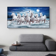 Nordic Style Wall Decoration 7 Running White Horse Oil Painting Living Room Modern Moon Landscape Ar