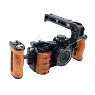 【High Quality】 DSLR Camera Wooden Handle Grip Handgrip With Cold Shoe For Sony A6300/A6400/A6500/A60