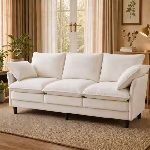 69 Inch Small Sofa, 3-Seater Loveseat Couch with Cloud 2 Layer Cushion, 22.8" Deep Seat, Oversized P