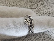 Gucci 经典蛇形戒指 925银镀18K金 复古做旧 香港专柜同款