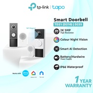 2K QHD AI Detection Full Color Night Vision WIreless Smart Doorbell WiFi Camera TP-Link Tapo D210 D2