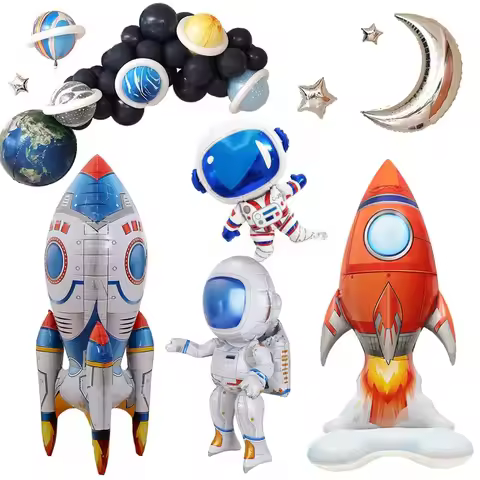 3D Astronaut Foil Balloon Rocket Balloons Space Ballons For Boy Kids Astronauta Universe Series Oute