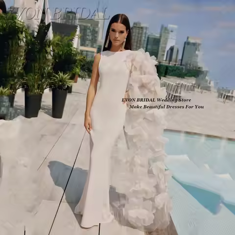 EVON BRIDAL Pink Glamour Wedding Guest Dress Strapless Fishtail Evening Dresses Flower Backless Part