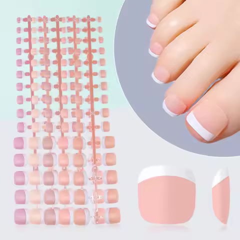 Nailpop 150Pcs Toe Nail Tips Short French Tip Press On Toenails Pink Soft Gel Toe Nail Tips Soak Off