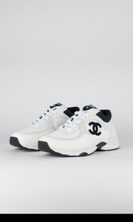 Chanel 22C White Black Logo Mesh Suede Calfskin Leather Trainers Sneakers Shoes 波鞋 運動鞋