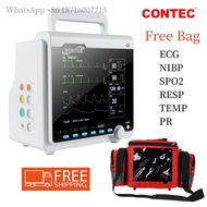 CONTEC CMS6000 Free Carrying Bag ICU Patient Monitor 6 Parameters Vital Signs Machine 8 Inch EKG Car