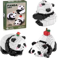 3-in-1 Panda Building Blocks Set, Cute Panda Bricks, Animal Building Block Set, Clamping Building Bl