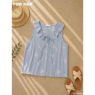 Shirt Sleeveless FORHER ruffle collar, loose fit, comfortable to wear cool in summer, suitable for m