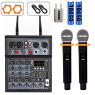 4ch 6ch บลูทูธ USB Audio Mixer ไมค์ไร้สาย ขนาดเล็กไร้สาย ไมค์ Home Stage Performance ไมโครโฟน