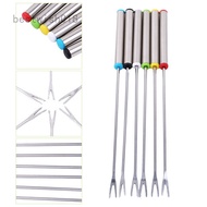 BWH New  6pcs/Set Stainless Steel Long Handle Dessert Fork Cheese Chocolate Fondue Fruit Fork