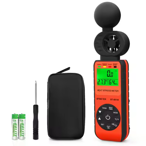 4-in-1 WBGT DIgital Anemometer Heat Index Meter 0-30m/s with Temp Humidity for Industrial Safety Out