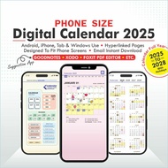 Digital Calendar 2025 | Digital Planner 2025 | Planner Phone Size | Calendar | Journal Planner | Mob