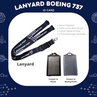 GANTUNGAN BOEING 737 PLANE MOTIF 2.5 Cm ORIGINAL Office ID Hanger / Lanyard + ID CARD STRAP 2 SLOTS 