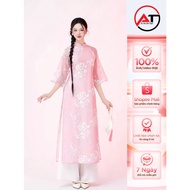Modern women's ao dai, silk ao dai embroidered with chrysanthemums, high-quality 4-panel high collar