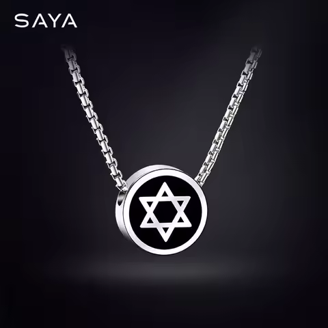 Necklaces for Men Women Hip-Hop Personality Clavicle Chain, Six-Point Star Tungsten Couple Pendant E