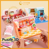 lakoe Puzzle 3D Rumah DIY 3D House Puzzle House Interior Kids     Creative Play Educational Toy