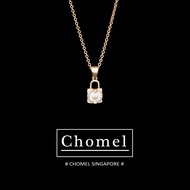 Chomel Silver Necklace for Women Original Design Large Diamond Lock Clavicle Chain Fashion Jewelry F
