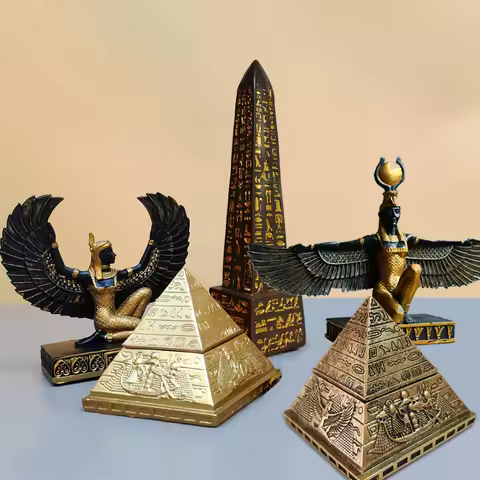 Ancient Egypt Pyramid Obelisk Statue,Isis God Figurines Egyptian Magic Marriage Goddess Resin Sculpt